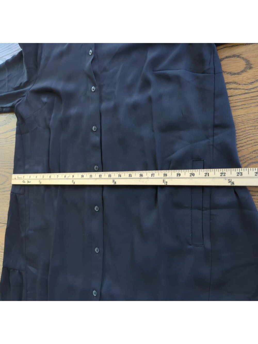J. Jill Wearever Collection Black Shirt Dress M Button Front Ruffle Tiered Back - Picture 12 of 16